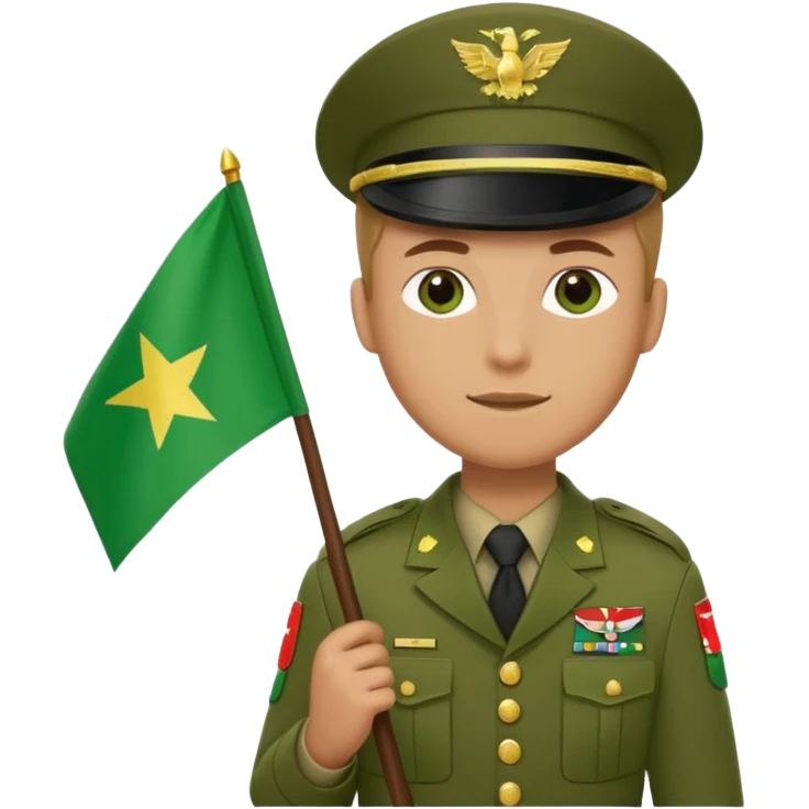 Emoji of a soldier holding a green flag emoji