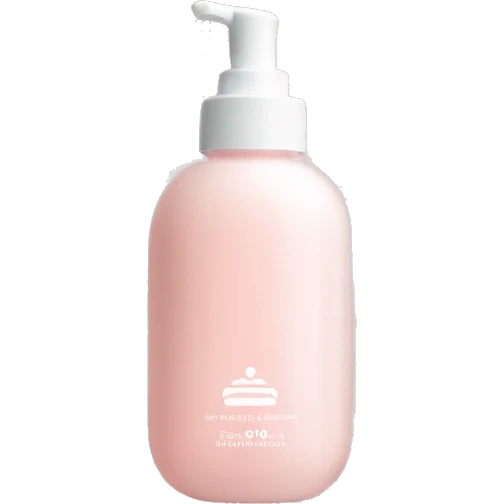 A single baby pink skincare bottle with a smooth, rounded shape, featuring a soft, glossy finish. It has a subtle glow, evoking a gentle, calming feel for a fresh, hydrated skin routine. emoji