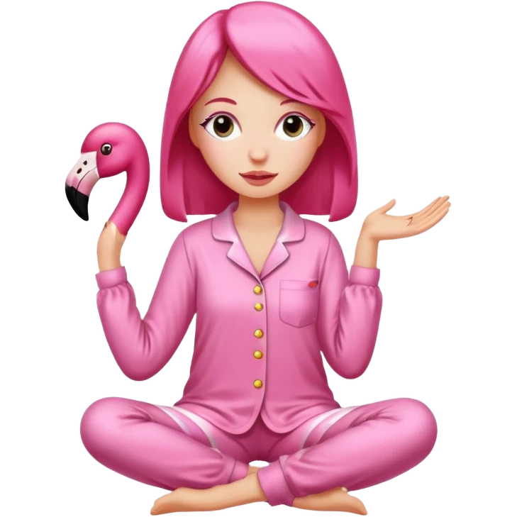 Women wearing flamingo pyjamas  emoji