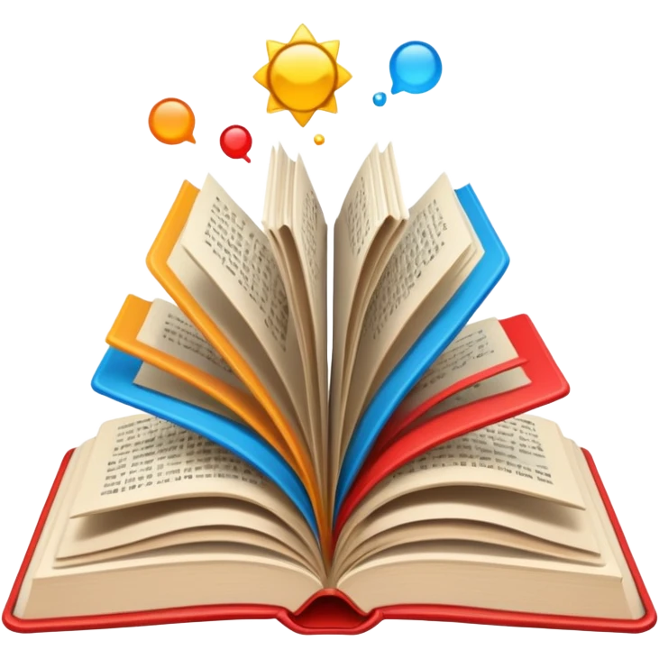 A book with a comic emoji