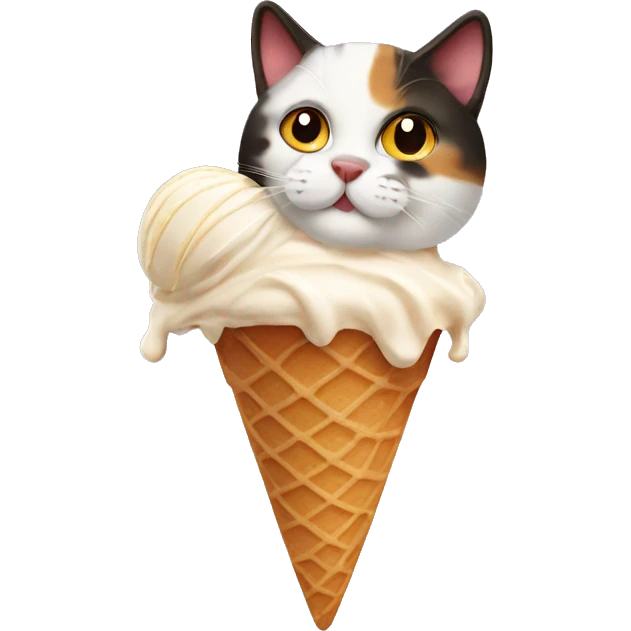 Icecream with calico cat emoji