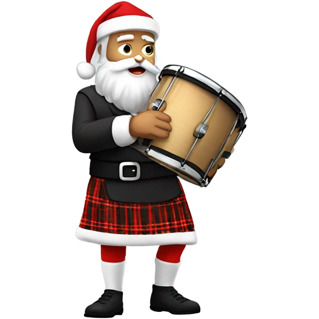 Santa in a kilt playing a snare drum  emoji