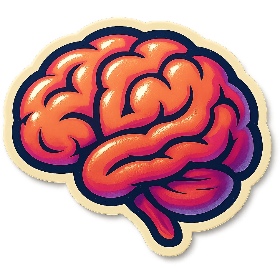brain icon, clear outlines, strong shadows and highlights, psychosomatics and psychology theme, fun and not too complex emoji
