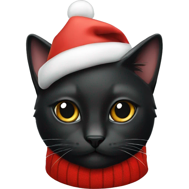 Black cat in a Christmas hat  emoji