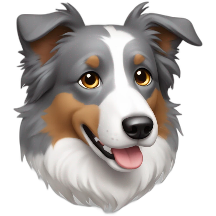 gray colour hair Border collie with Brown eyes emoji