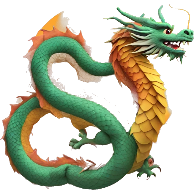 Chinese dragon with sunset background with visible J letter emoji