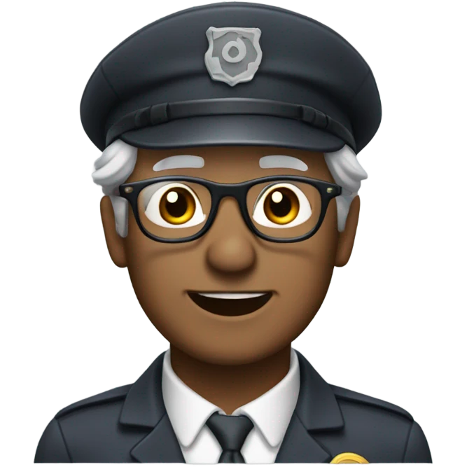 55 year old train conductor with gray hair and glasses emoji