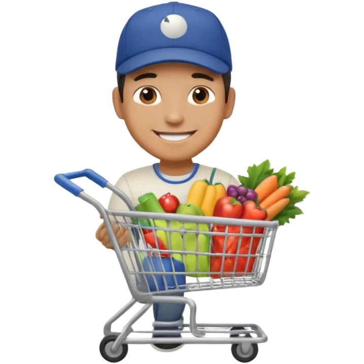 a man with shopping cart emoji