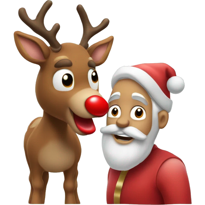 Santa with Rudolph the red nose reindeer  emoji