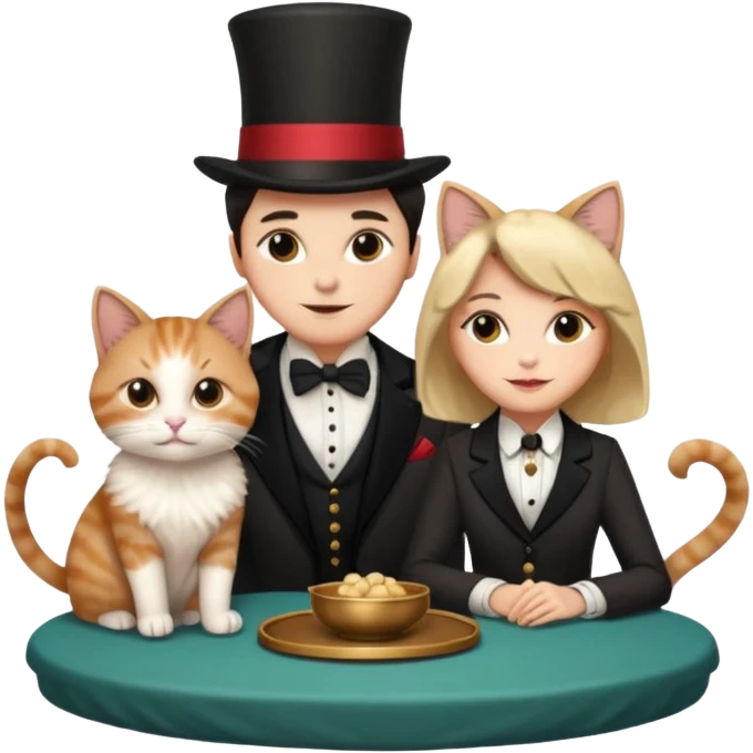 magician couple and their pet cat emoji