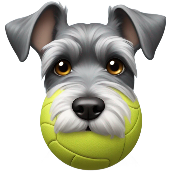 Schnauzer with a ball in its mouth   emoji