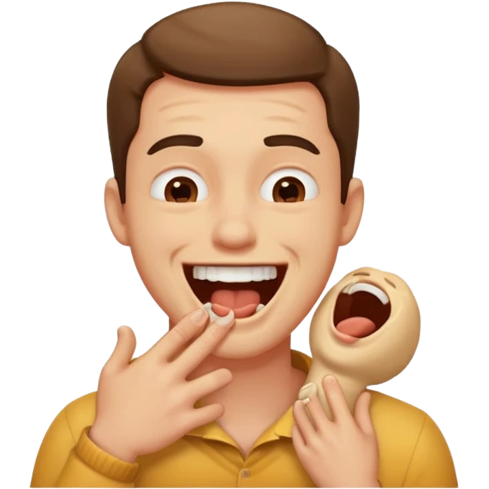 a guy choking himself laughing  emoji