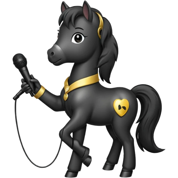 black pony with microphone emoji