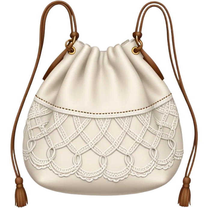 lace string bag in white color emoji