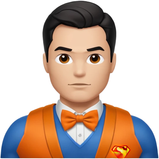 a superman with organe bow tie emoji