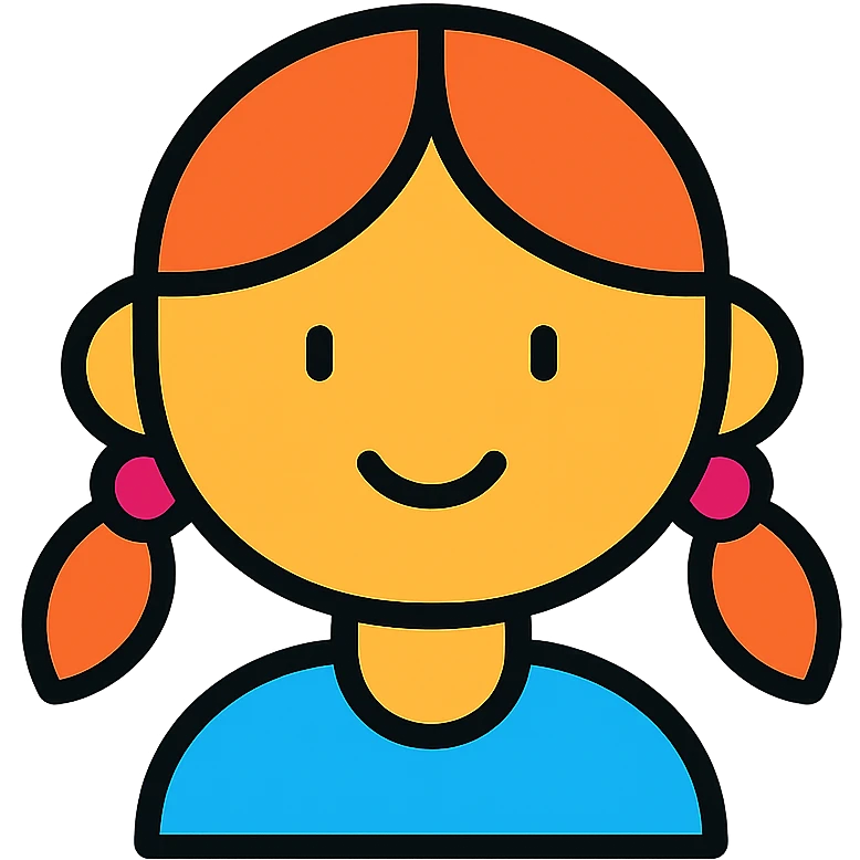 a girl in a color outline icon style, black outlines with subtle color fills, simple and clear emoji