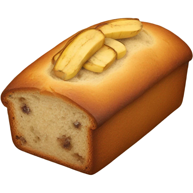 Banana bread emoji with chunks of banana in the bread emoji