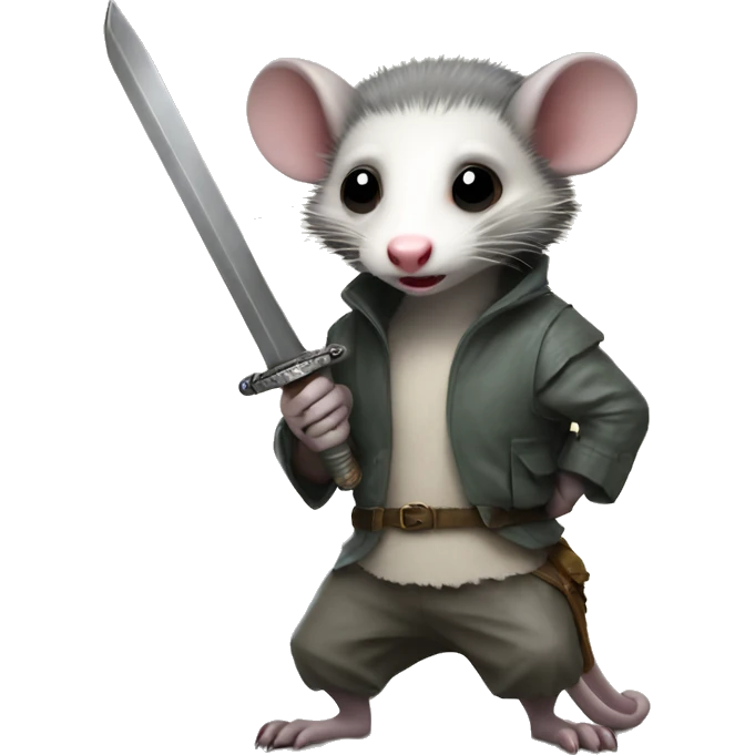 Opossum holding a sword emoji