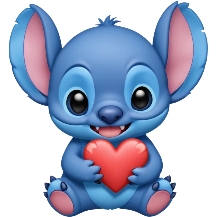 Stitch holding a heart  emoji