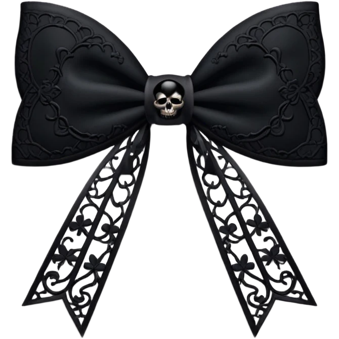 gothic style bow, black lace, dark elegant, subtle skull or cross motif, moody atmosphere emoji