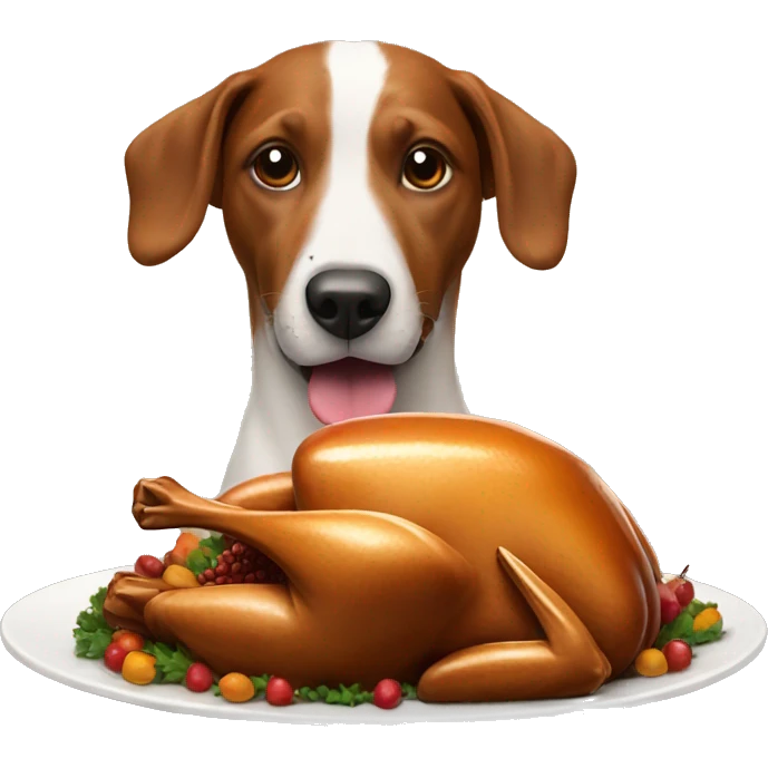 Dog eating Thanksgiving, turkey emoji