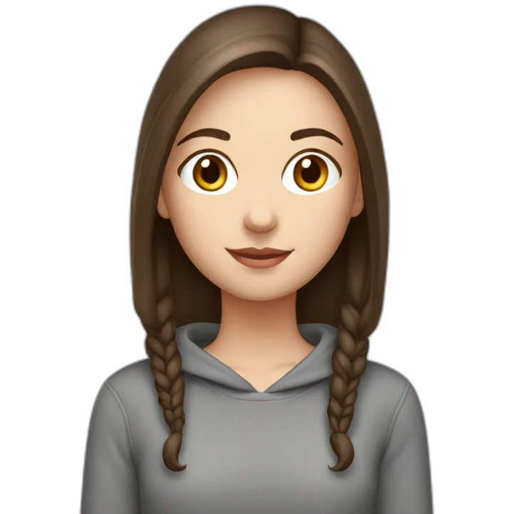 white girl with dark brown hair in red sweatshirt emoji