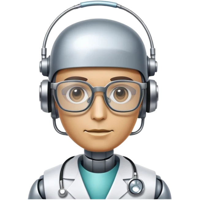 A robot doctor wearing glasses emoji