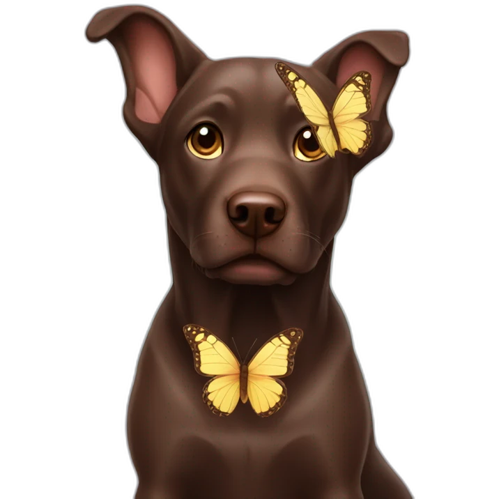 Chocolate labradador with magic butterfly emoji