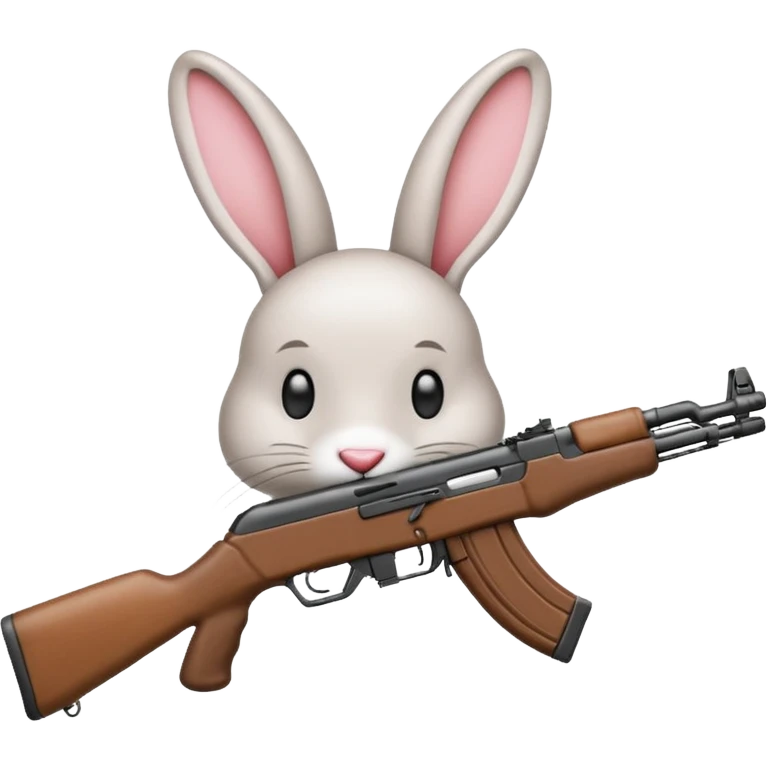 Crea un emoji de un conejo sosteniendo una  Ak47 con pasamontañas  emoji
