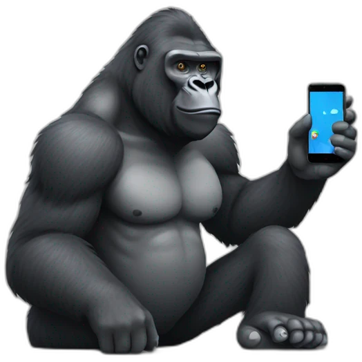 Gorilla holding a Google Pixel phone emoji