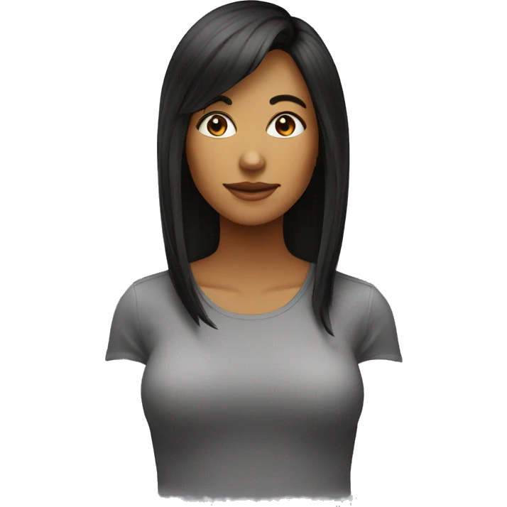 Mulher com cabelo cacheado pretos, franja lisa  emoji