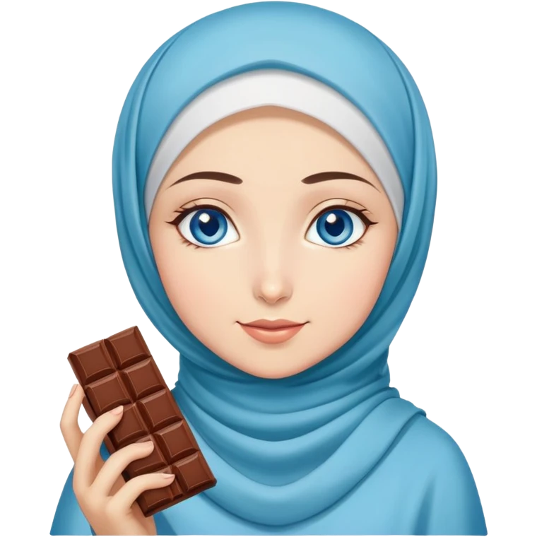 Turkish beautiful finish Konya girl blue eyes with ice cream hijab islamic dress and had on her hand Dubai chocolate  emoji