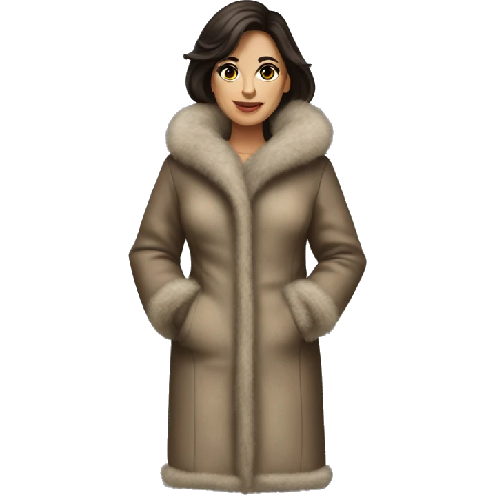 Realistic brunette mob wife full body fur coat emoji
