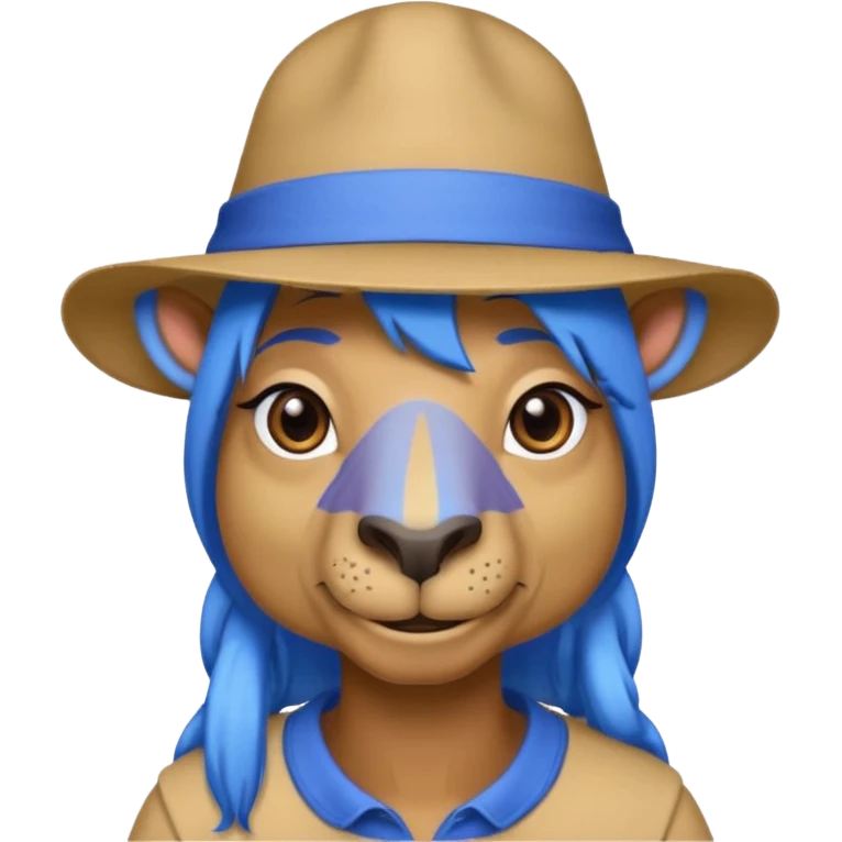 camel face with blue hair and hta emoji