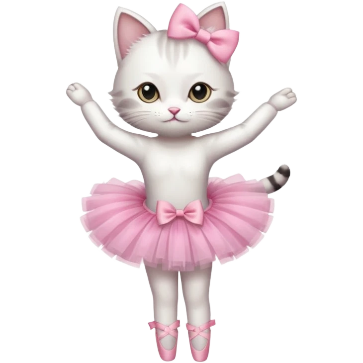 Cat on pointe with a pink tutu on and a bow in its hair emoji