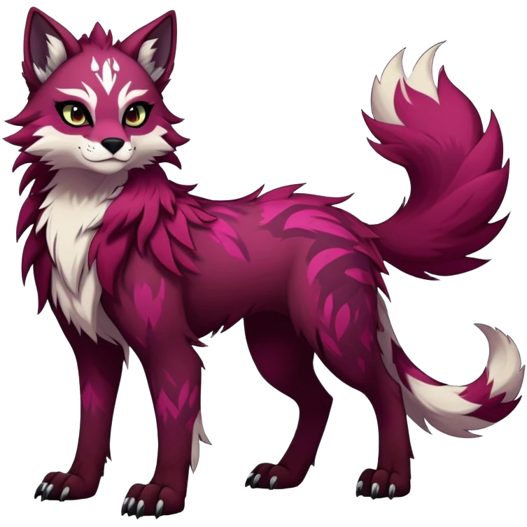 Vibrant dark edgy badass cool Falvie-Fionbri-creature-fursona, full body, with random markings emoji