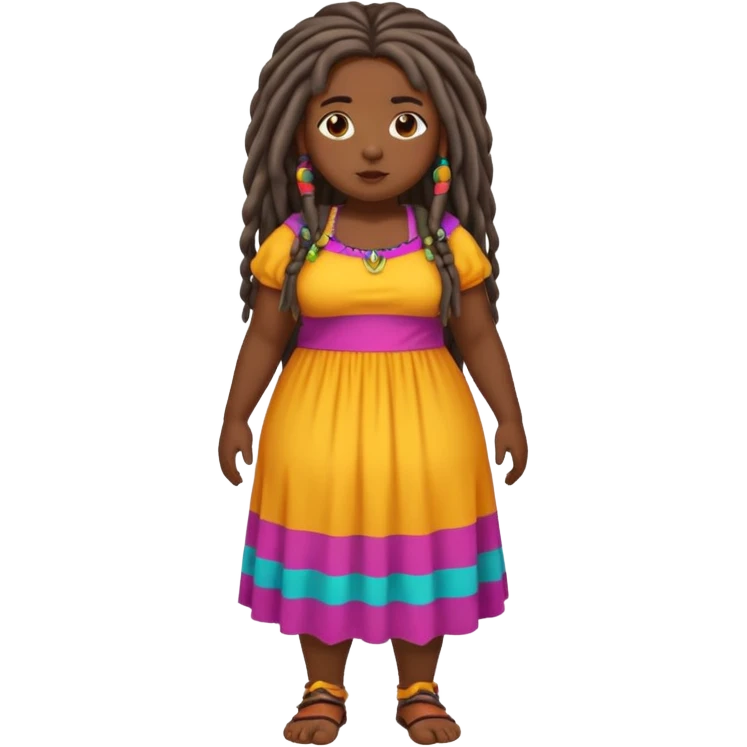 Full body chubby dark skined black girl with long dread locks  emoji