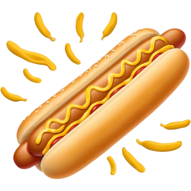 A hotdog flying through mustard emoji