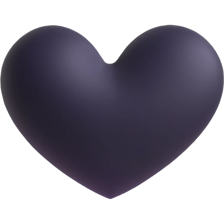 rubber black heart icon, smooth, rounded, realistic rubber texture, 3D look emoji