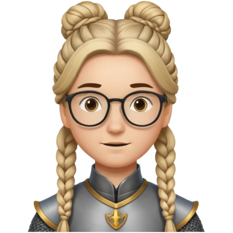 knight's with glasses with long boarder & hair bun hair emoji