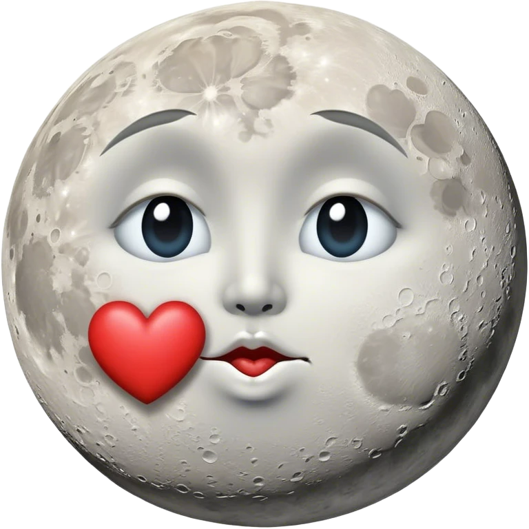 Moon making a kissy face with a heart emoji