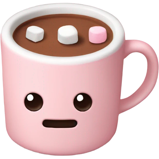 Light Pink mug of hot chocolate with marshmallows  emoji
