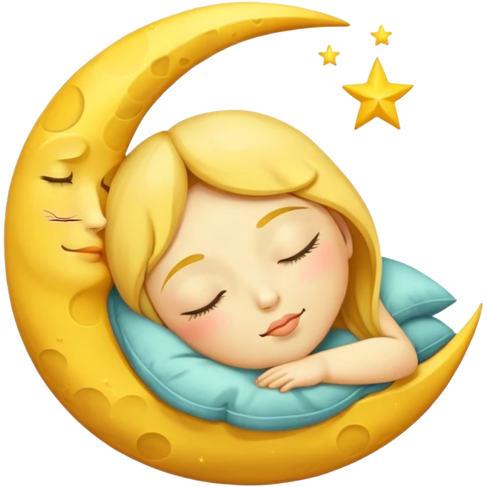 sleeping moon with closed eyes and zzz emoji
