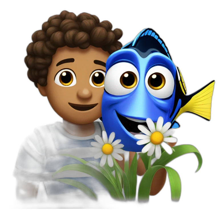 dory with a daisy emoji