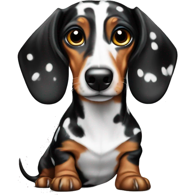 Black and white spotted dachshund emoji
