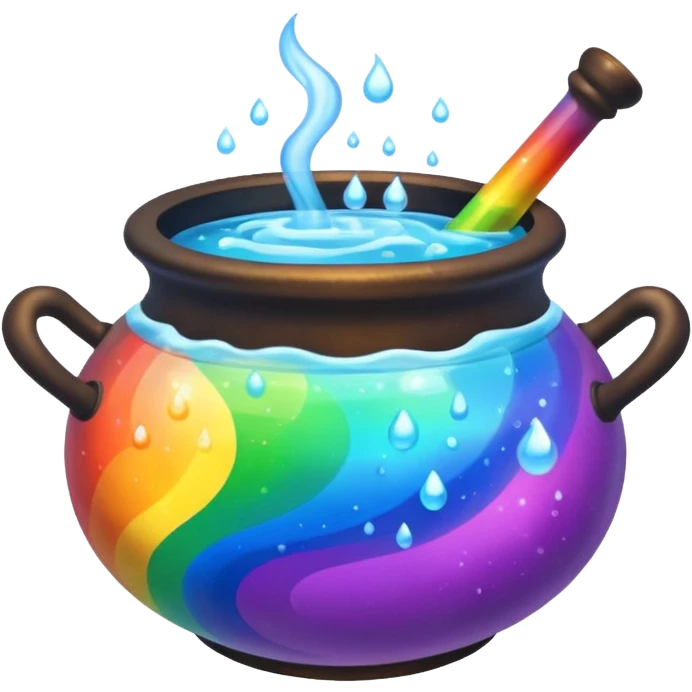 rainbow potion in a cauldron emoji