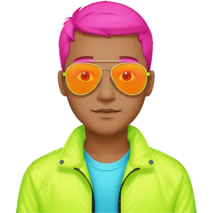Neon theme man wearing reflective aviator sunglasses emoji