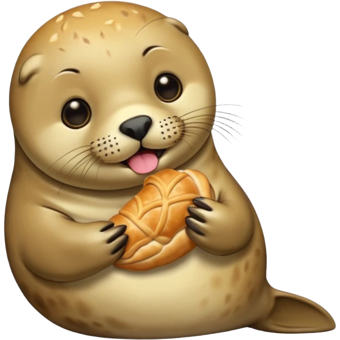 Seal eating croissant  emoji
