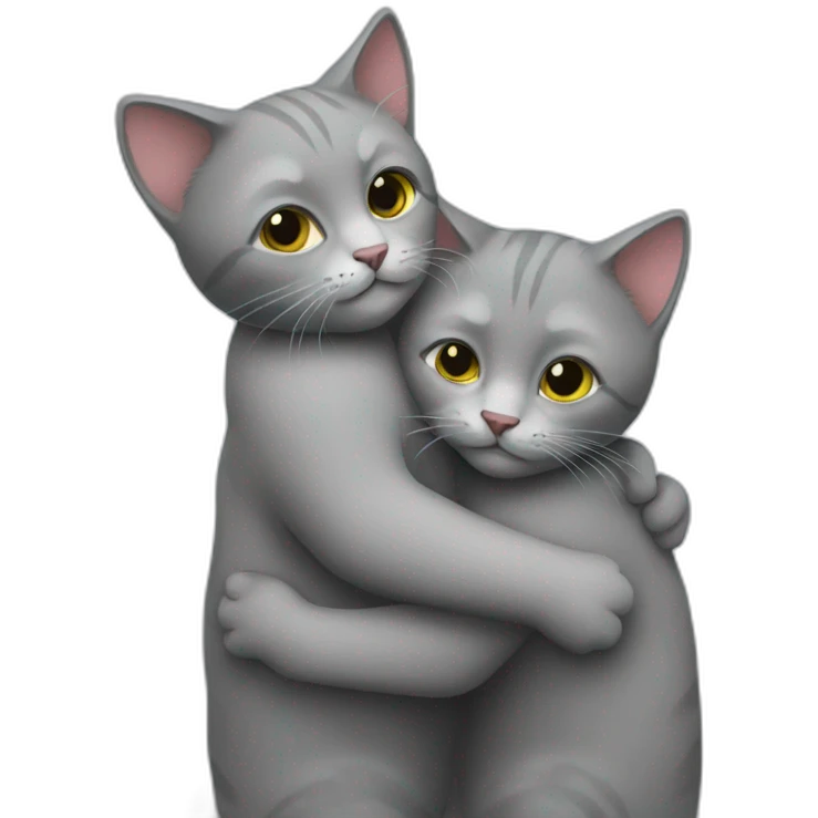 2 grey cats hug emoji
