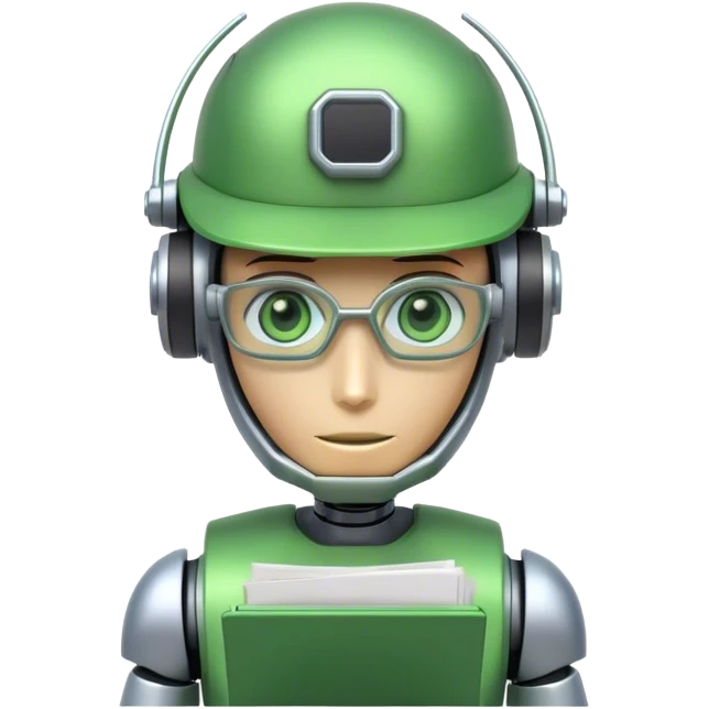Robot Bookkeeper with green accountant visor emoji